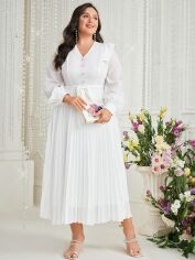 Акція на Плаття вечірнє міді осіннє жіноче SHEIN GD-00139849 4XL Біле від Rozetka