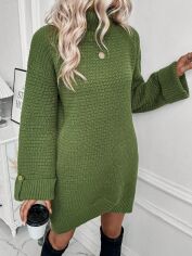 Акція на Плаття в'язане коротке зимове тепле жіноче SHEIN GD-00143295 L Хакі від Rozetka