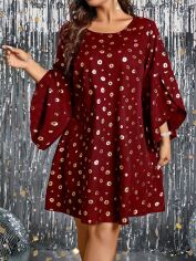 Акція на Плаття міді літнє жіноче SHEIN GD-00139854 4XL Бордове від Rozetka