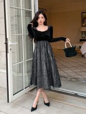 Акція на Плаття вечірнє міді осіннє жіноче SHEIN GD-00143335 L Чорне від Rozetka