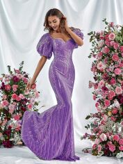Акція на Плаття вечірнє довге літнє жіноче SHEIN GD-00142700 L Фіолетове від Rozetka