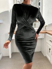 Акція на Плаття вечірнє міді осіннє жіноче SHEIN GD-00143028 L Чорне від Rozetka