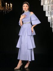 Акція на Плаття вечірнє міді літнє жіноче SHEIN GD-00143204 L Бузкове від Rozetka