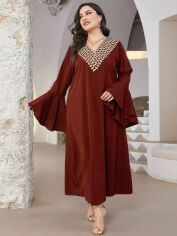 Акція на Плаття вечірнє довге осіннє жіноче SHEIN GD-00138321 2XL Теракотове від Rozetka