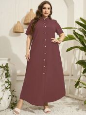 Акція на Плаття-сорочка довге літнє жіноче SHEIN GD-00140015 4XL Рожево-коричневе від Rozetka