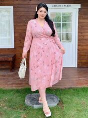 Акція на Плаття міді літнє жіноче SHEIN GD-00140023 4XL Світло-рожеве від Rozetka