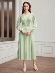 Акція на Плаття вечірнє міді літнє жіноче SHEIN GD-00143264 L Сіро-зелене від Rozetka