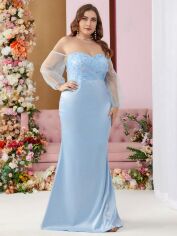 Акція на Плаття вечірнє довге осіннє жіноче SHEIN GD-00139130 3XL Блакитне від Rozetka