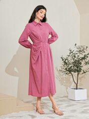 Акція на Плаття-сорочка довге осіннє жіноче SHEIN GD-00142795 L Світло-рожеве від Rozetka