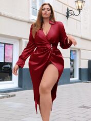 Акція на Плаття вечірнє міді літнє жіноче SHEIN GD-00138061 2XL Бордове від Rozetka