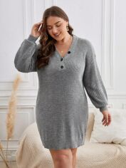 Акція на Плаття в'язане коротке зимове тепле жіноче SHEIN GD-00138066 2XL Сіре від Rozetka