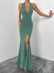 Акція на Плаття вечірнє довге літнє жіноче SHEIN GD-00142884 L Сіро-зелене від Rozetka