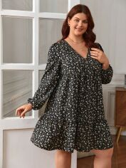 Акція на Плаття міді літнє жіноче SHEIN GD-00138079 2XL Чорно-біле від Rozetka