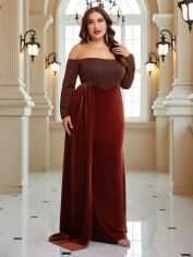 Акція на Плаття вечірнє довге осіннє жіноче SHEIN GD-00138081 2XL Теракотове від Rozetka