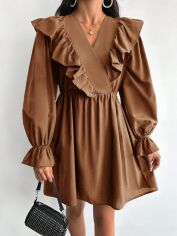 Акція на Плаття коротке літнє жіноче SHEIN GD-00142925 L Коричневе від Rozetka
