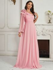 Акція на Плаття вечірнє довге літнє жіноче SHEIN GD-00143012 L Світло-рожеве від Rozetka