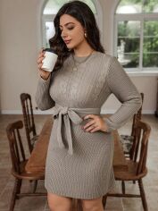 Акція на Плаття в'язане коротке зимове тепле жіноче SHEIN GD-00139091 3XL Сіро-бежеве від Rozetka