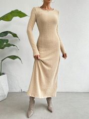 Акція на Плаття довге осіннє жіноче SHEIN GD-00143170 L Світло-бежеве від Rozetka