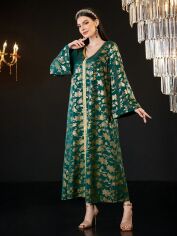 Акція на Плаття вечірнє довге літнє жіноче SHEIN GD-00143180 L Темно-зелене від Rozetka
