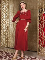 Акція на Плаття вечірнє довге літнє жіноче SHEIN GD-00143185 L Теракотове від Rozetka