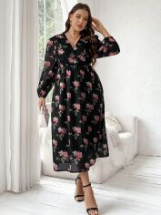 Акція на Плаття міді літнє жіноче SHEIN GD-00139832 4XL Чорне від Rozetka