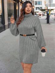 Акція на Плаття в'язане коротке зимове тепле жіноче SHEIN GD-00138151 2XL Сіре від Rozetka