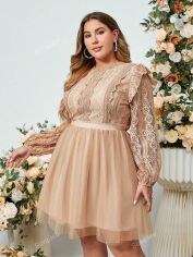 Акція на Плаття вечірнє міді літнє жіноче SHEIN GD-00138902 3XL Світло-бежеве від Rozetka