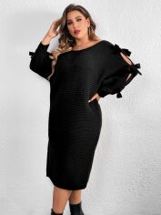 Акція на Плаття в'язане міді зимове тепле жіноче SHEIN GD-00138905 3XL Чорне від Rozetka