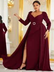Акція на Плаття вечірнє довге літнє жіноче SHEIN GD-00138907 3XL Бордове від Rozetka