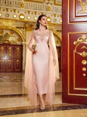 Акція на Плаття вечірнє міді літнє жіноче SHEIN GD-00142419 L Рожеве від Rozetka
