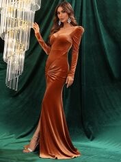 Акція на Плаття вечірнє довге осіннє жіноче SHEIN GD-00142597 L Коричневе від Rozetka