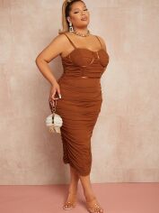 Акція на Сукня жіноча SHEIN GD-00139746 4XL Коричнева від Rozetka