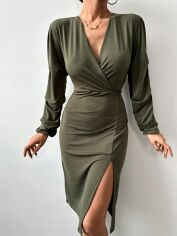 Акція на Плаття вечірнє міді осіннє жіноче SHEIN GD-00143045 L Сіро-зелене від Rozetka