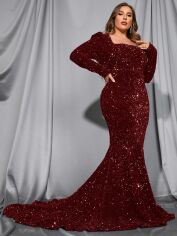 Акція на Плаття вечірнє довге літнє жіноче SHEIN GD-00129033 3XL Бордове від Rozetka