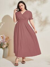 Акція на Плаття довге літнє жіноче SHEIN GD-00139007 3XL Рожево-коричневе від Rozetka