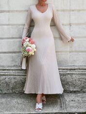 Акція на Плаття в'язане довге осіннє тепле жіноче SHEIN GD-00131377 S Кремове від Rozetka