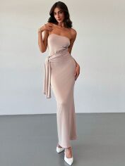 Акція на Плаття вечірнє довге літнє жіноче SHEIN GD-00119952 S Світло-бежеве від Rozetka