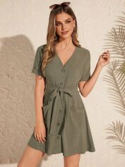 Акція на Плаття коротке літнє жіноче SHEIN GD-00144330 S Хакі від Rozetka