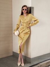 Акція на Плаття міді літнє жіноче SHEIN GD-00144153 L Золотисте від Rozetka