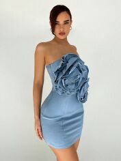 Акція на Плаття вечірнє коротке літнє жіноче SHEIN GD-00144065 L Сіро-блакитне від Rozetka