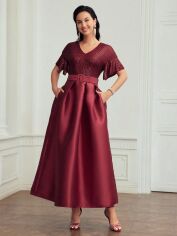Акція на Плаття вечірнє довге літнє жіноче SHEIN GD-00144181 L Вишневе від Rozetka