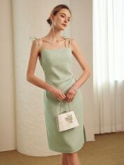 Акція на Плаття вечірнє міді літнє жіноче SHEIN GD-00143936 L Сіро-зелене від Rozetka