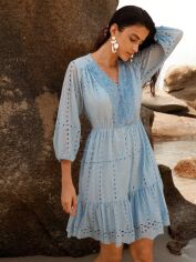 Акція на Плаття коротке літнє жіноче SHEIN GD-00144286 L Блакитне від Rozetka