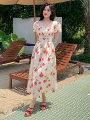 Акція на Плаття довге літнє жіноче SHEIN GD-00144373 L Молочне від Rozetka
