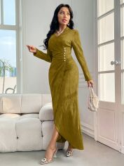Акція на Плаття вечірнє довге літнє жіноче SHEIN GD-00143775 L Оливкове від Rozetka