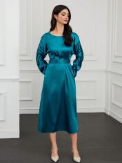 Акція на Плаття вечірнє міді літнє жіноче SHEIN GD-00143667 L Бірюзове від Rozetka