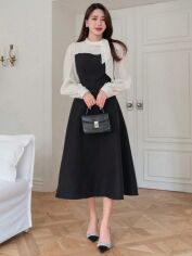 Акція на Плаття вечірнє міді осіннє жіноче SHEIN GD-00143712 L Чорно-біле від Rozetka