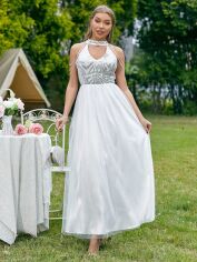 Акція на Плаття вечірнє довге літнє жіноче SHEIN GD-00146543 M Біле від Rozetka