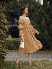 Акція на Плаття міді літнє жіноче SHEIN GD-00145413 M Світло-бежеве від Rozetka