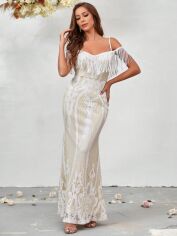 Акція на Плаття вечірнє довге літнє жіноче SHEIN GD-00145863 M Молочне від Rozetka